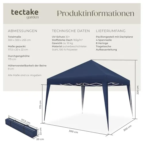 tectake Pavillon 3x3 6