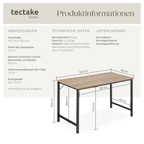 tectake Schreibtisch 2
