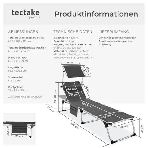 tectake Sonnenliege UC 6