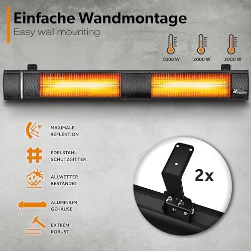 TRESKO Infrarot Heizstrahler 3000W 4