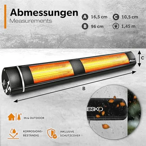 TRESKO Infrarot Heizstrahler 3000W 5