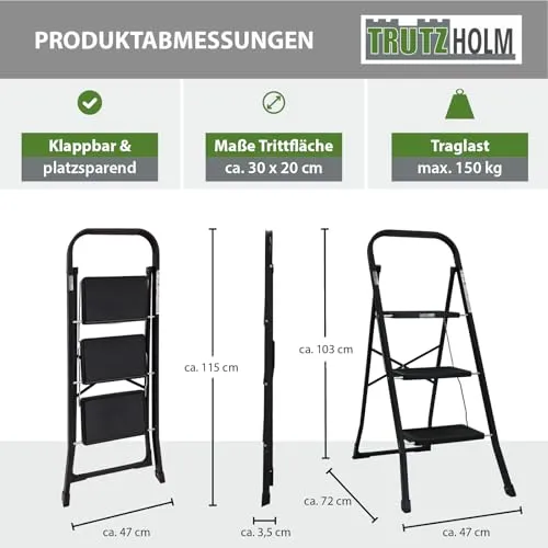 TRUTZHOLM Trittleiter 3 Stufen 3