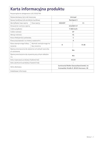 Uniroyal 215/40 R17 XL 5