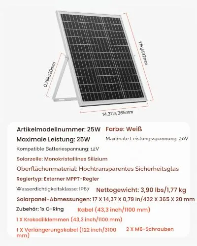 VEVOR 12V Monokristallines 7
