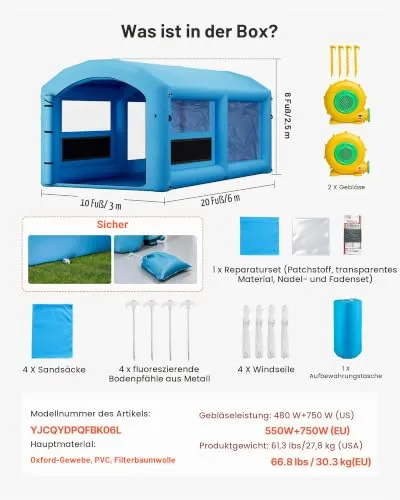 VEVOR Aufblasbare Lackierkabine UC 5