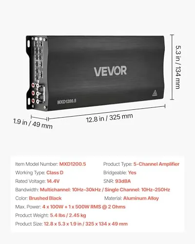 VEVOR Autoverstärker 5-Kanal 6