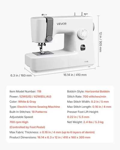 VEVOR Computernähmaschine 6