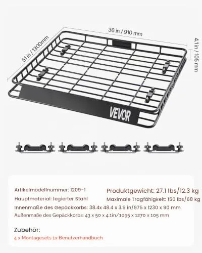 VEVOR Dachgepäckträgerkorb 7