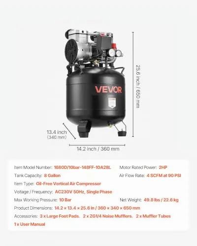 VEVOR Druckluft Kompressor 30 L 6