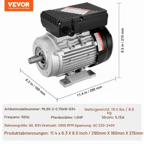 VEVOR Elektromotor 2800 U/min