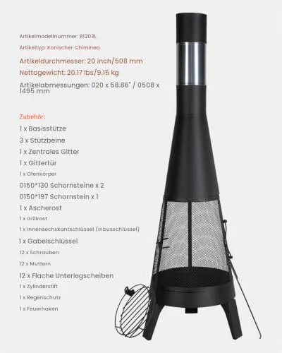 VEVOR Gartenkamin 7