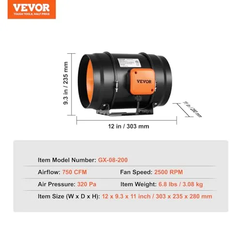 VEVOR Inline-Rohrventilator 6