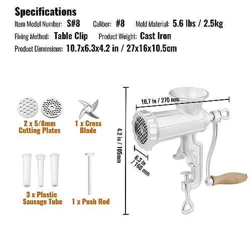 VEVOR Manueller Fleischwolf 7