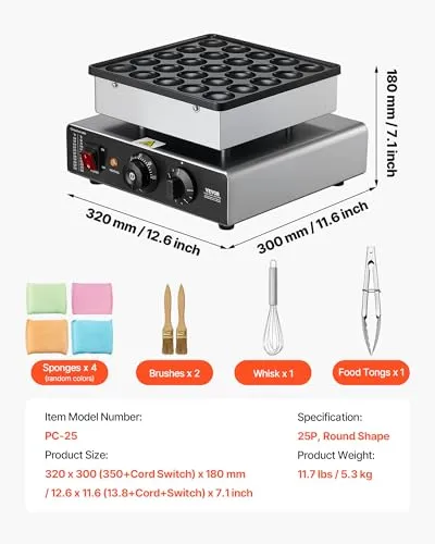 VEVOR Mini Pfannkuchenmaker 6