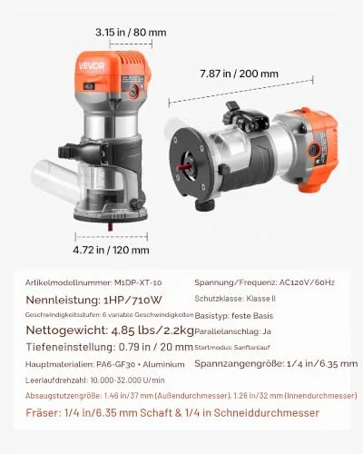 VEVOR Oberfräse 710W 7