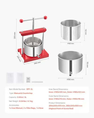 VEVOR Obstweinpresse 3