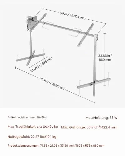 VEVOR Spanferkelgrill 1422,4 mm 6