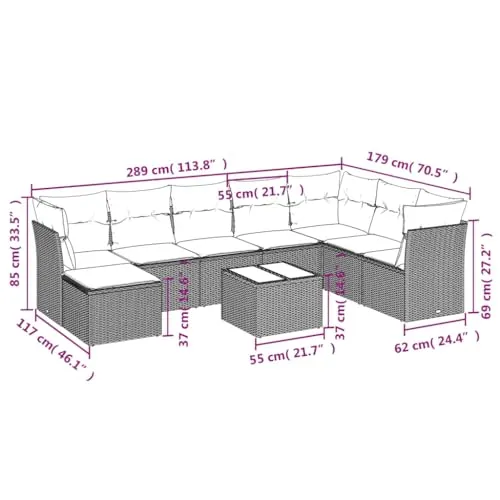 vidaXL 9-TLG. Garten-Sofagarnitur 3