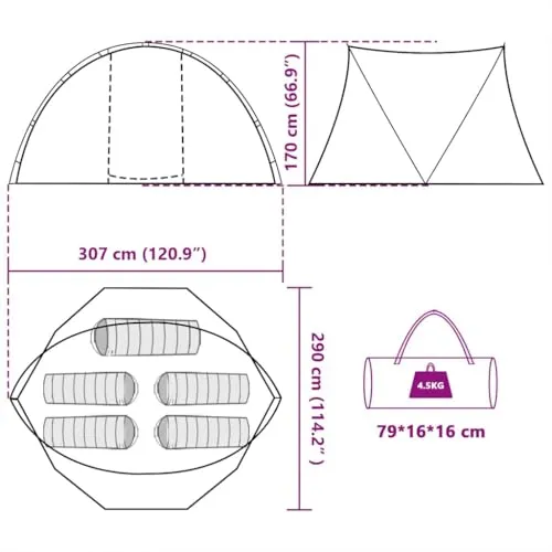 vidaXL Angelzelt 5 Personen 3
