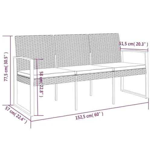 vidaXL Gartenbank 3-Sitzer 3
