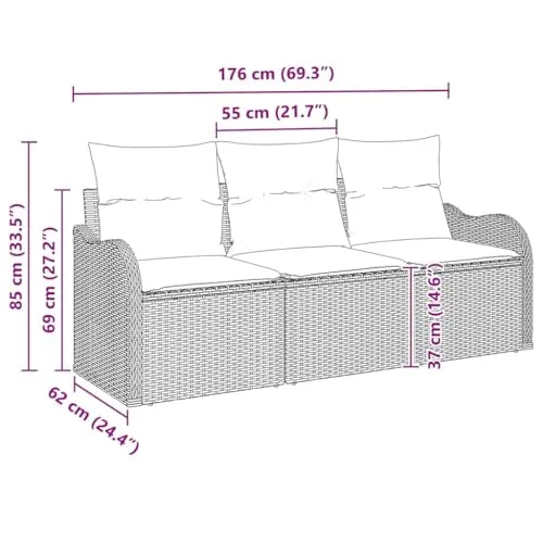 vidaXL Gartensofa-Set 3
