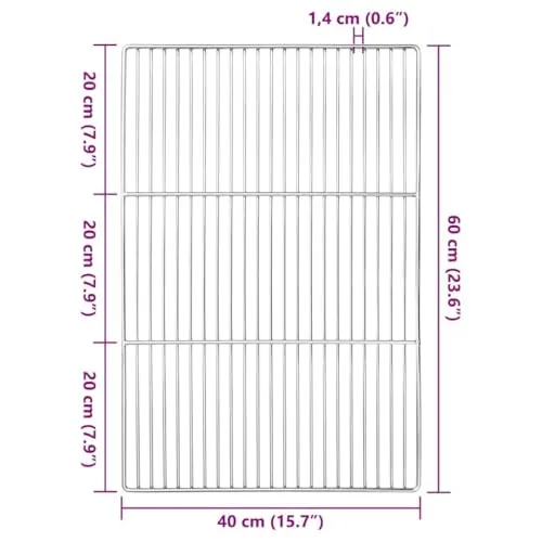vidaXL Grillrost 60 x 40 cm 2
