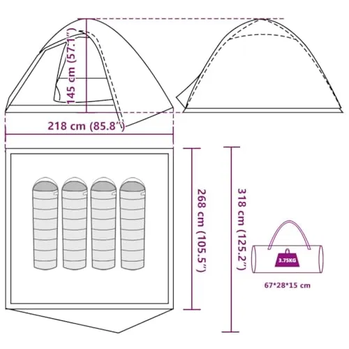 vidaXL Kuppel-Campingzelt 4 Personen 3