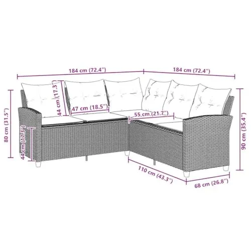 vidaXL L-förmiges Couchsofa 3