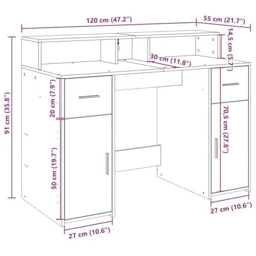 vidaXL LED-Schreibtisch 3