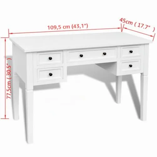 vidaXL Schreibtisch 5 Schubladen 3