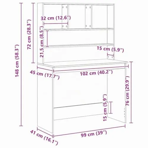 vidaXL Schreibtisch Artisan-Eiche 3