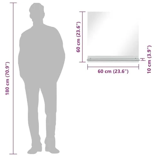 vidaXL Wandspiegel 60×60 cm 4