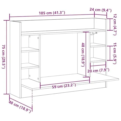 vidaXL Wandtisch 3