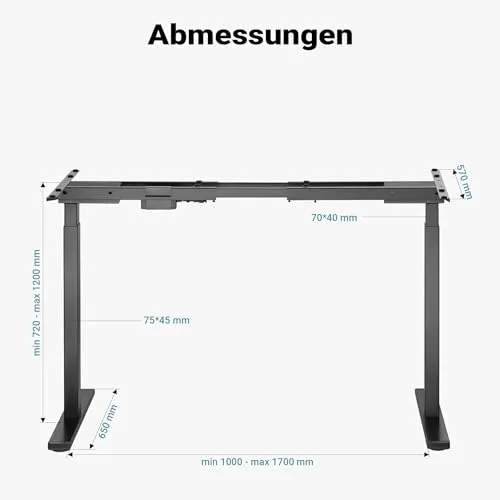 Wiltec Höhenverstellbarer Schreibtisch UC 3